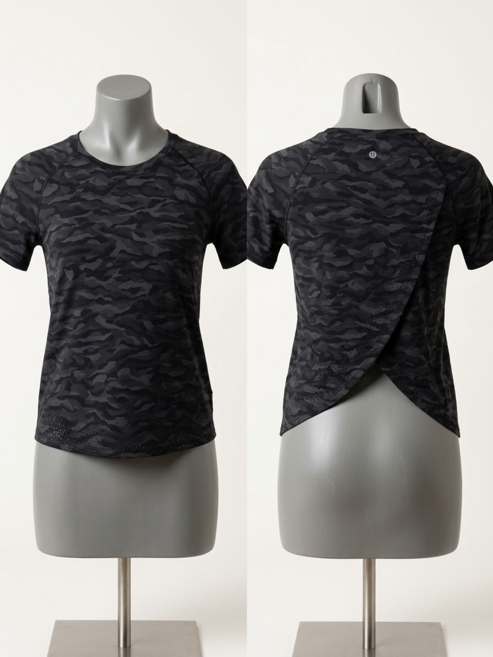 lululemon athletica Black Camouflage Short-Sleeve Active Tee